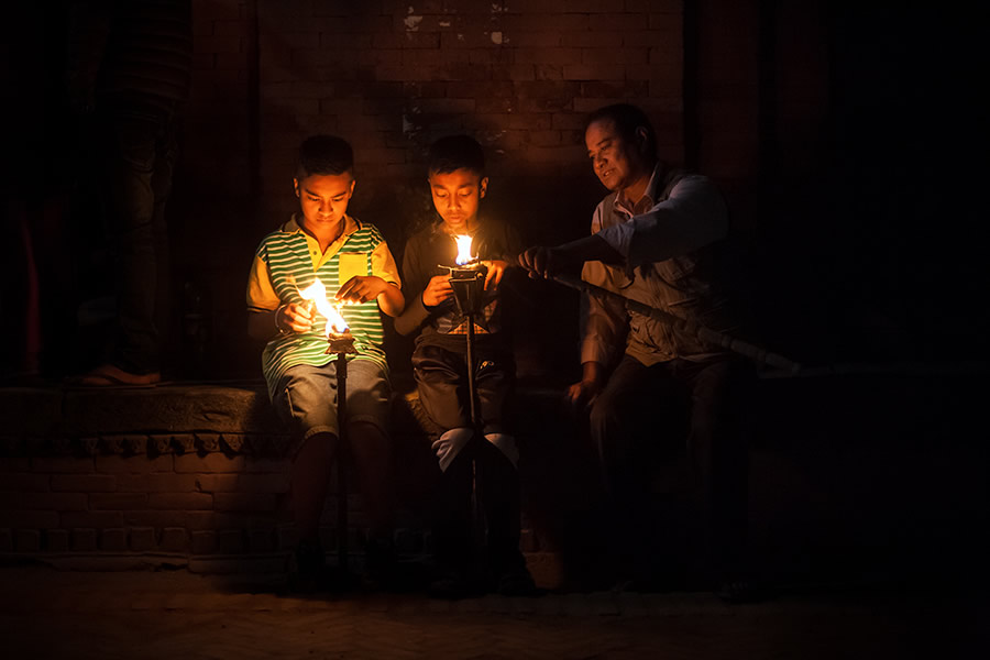 Mashal Jatra during midnight at Thimi